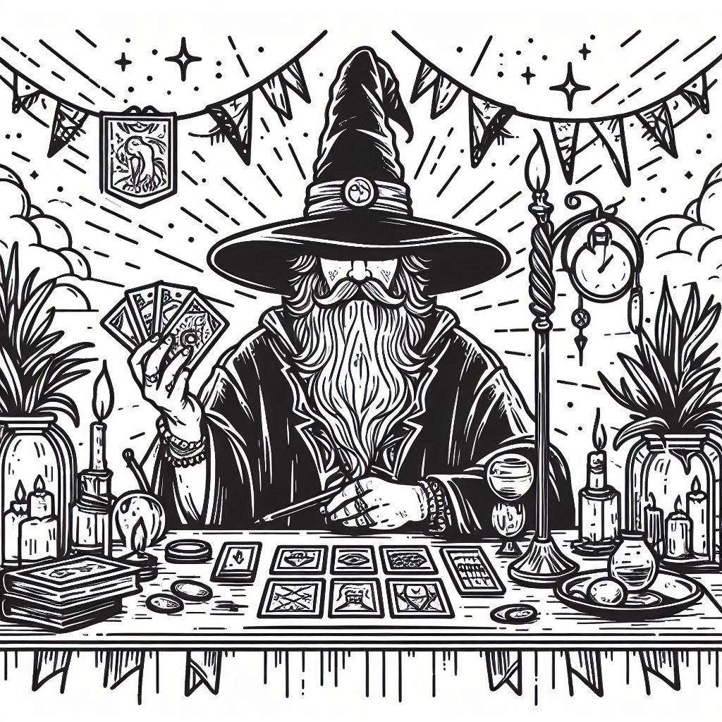 Magus Holding Tarot Cards
